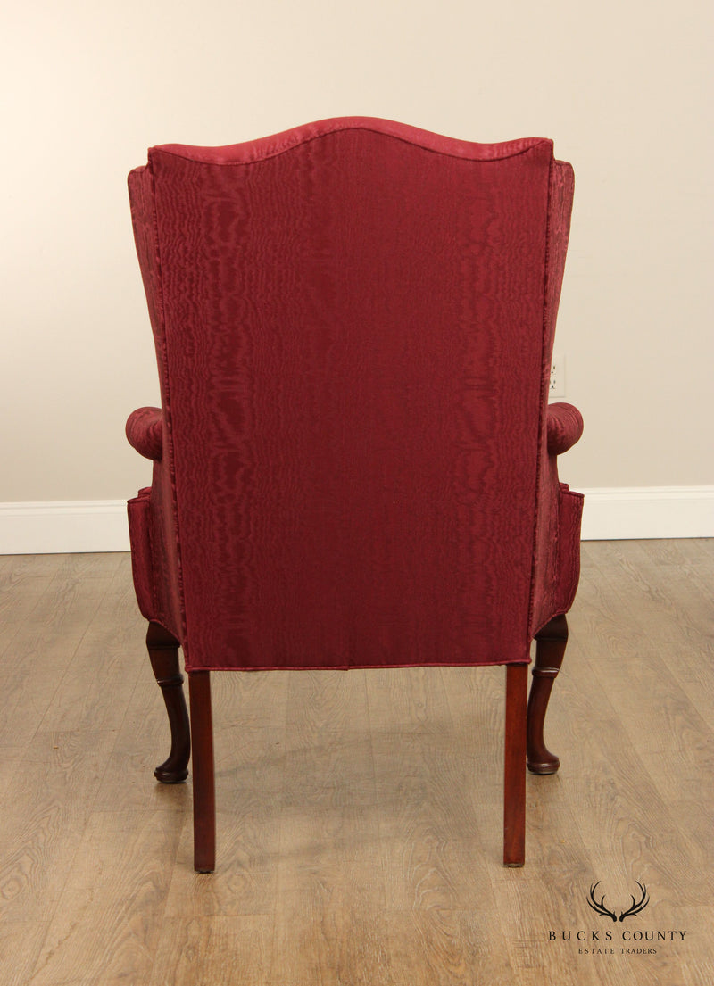SHERRILL QUEEN ANNE STYLE MAHOGANY WING CHAIR