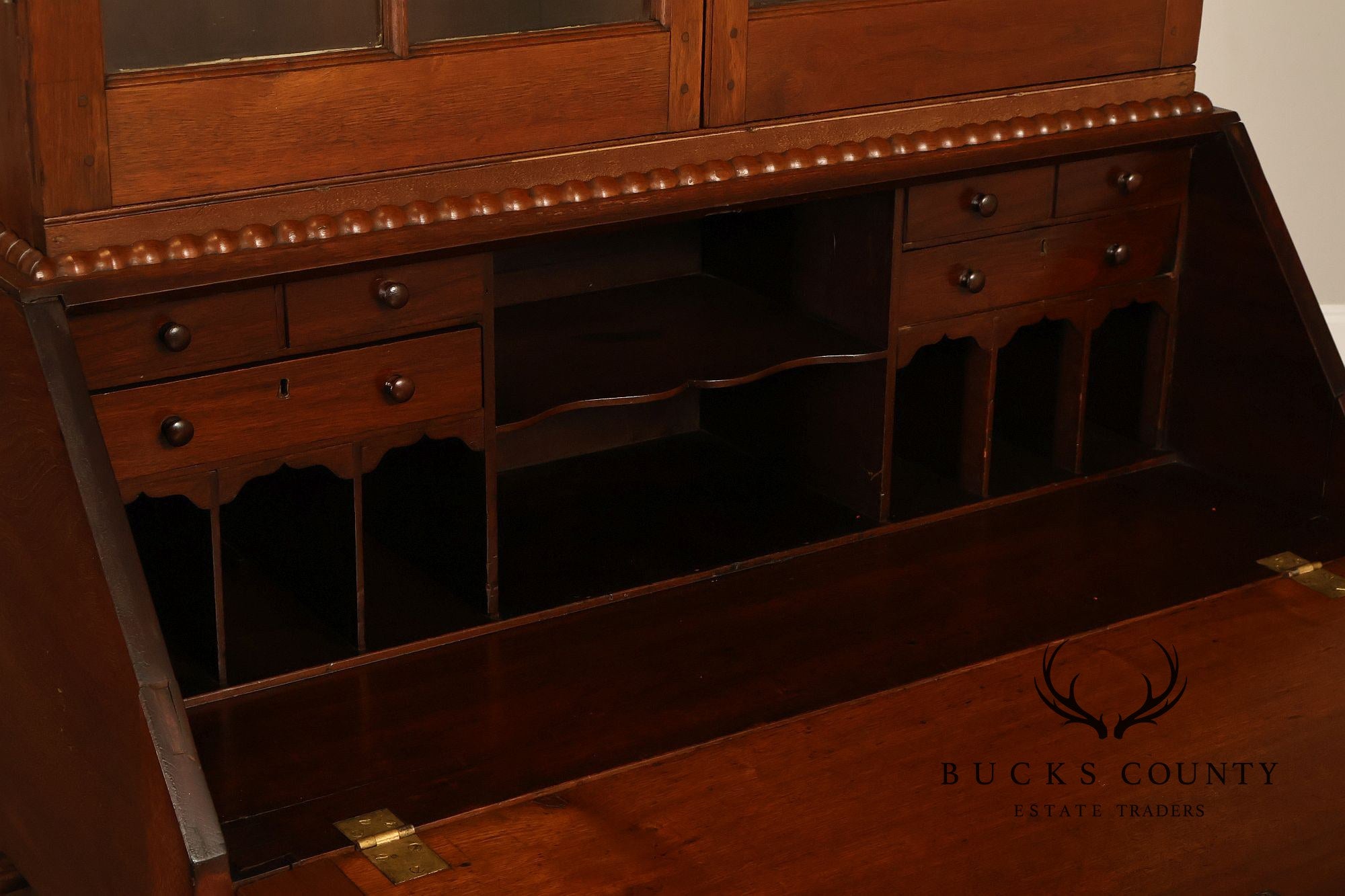 Antique American Sheraton Walnut Secretary Bookcase