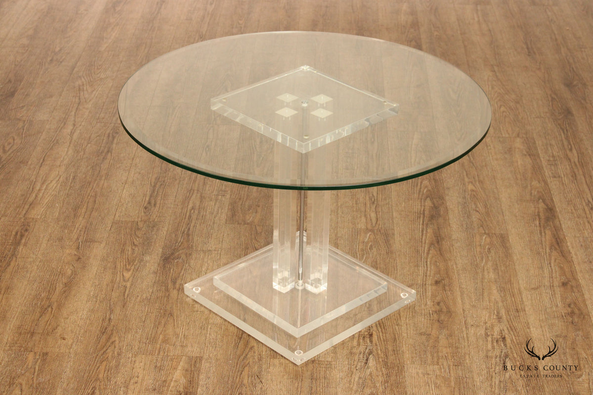 Postmodern Round Lucite Pedestal Center Table