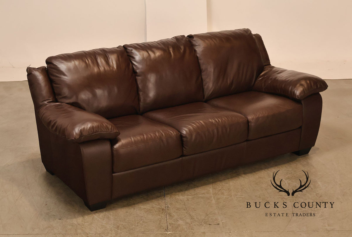 Italsofa Contemporary Brown Leather Three Seat Sofa