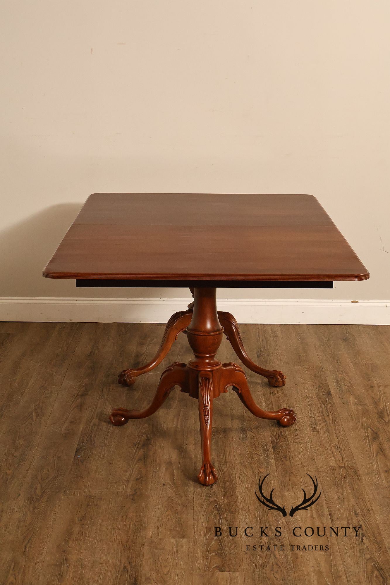 Chippendale Style Cherry Double Pedestal Extendable Dining Table