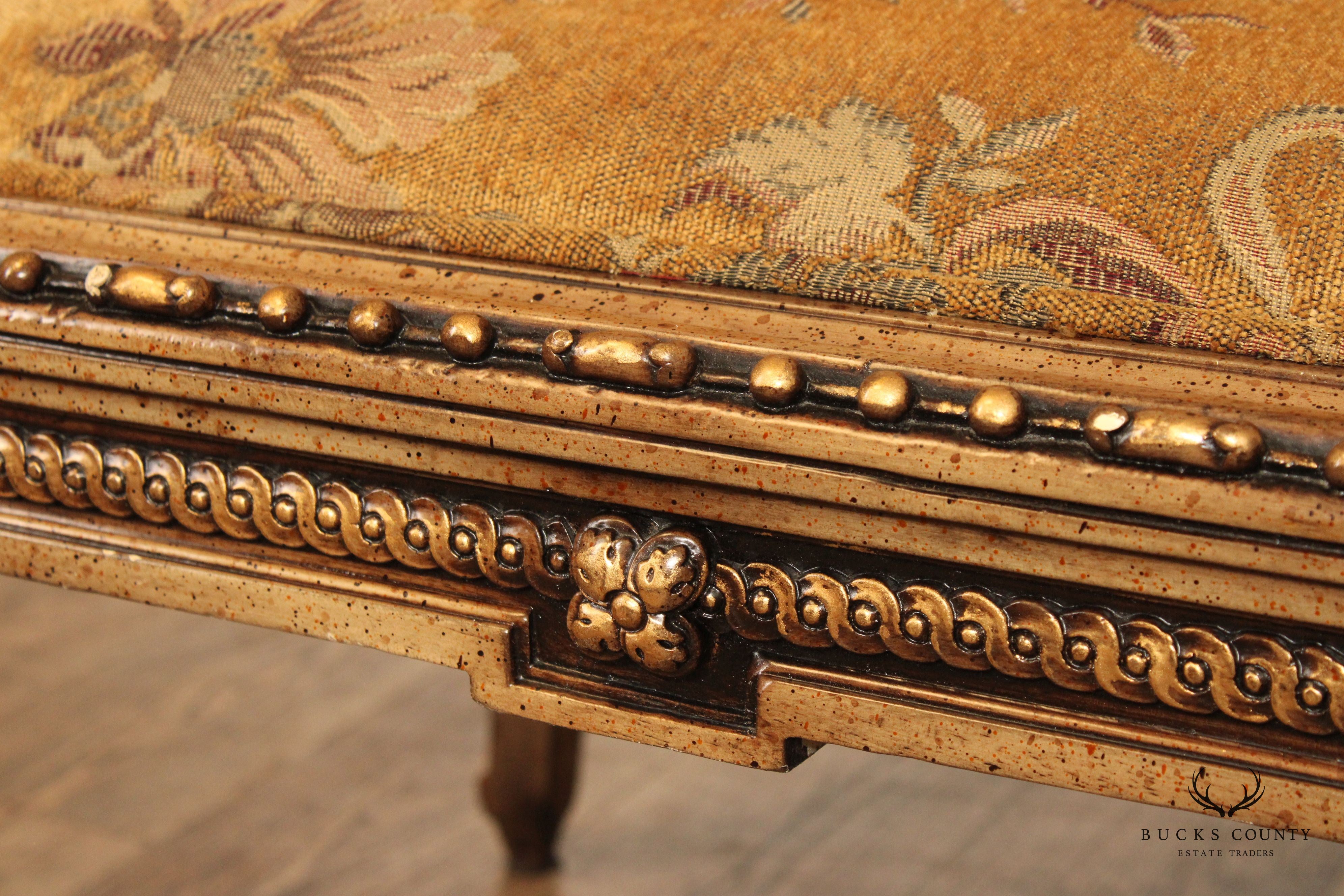 French Louis XV Style Gilt Painted Armchair