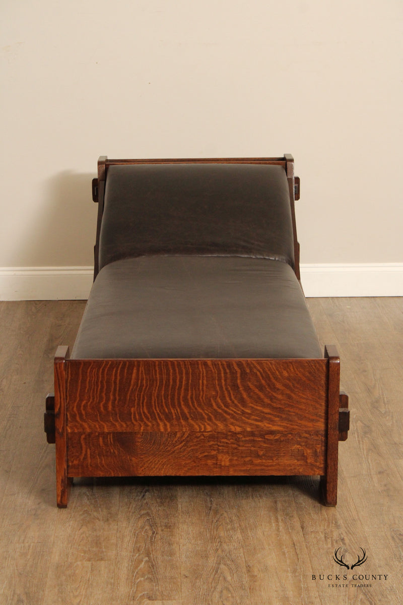 Antique Mission Oak And Leather Day Bed