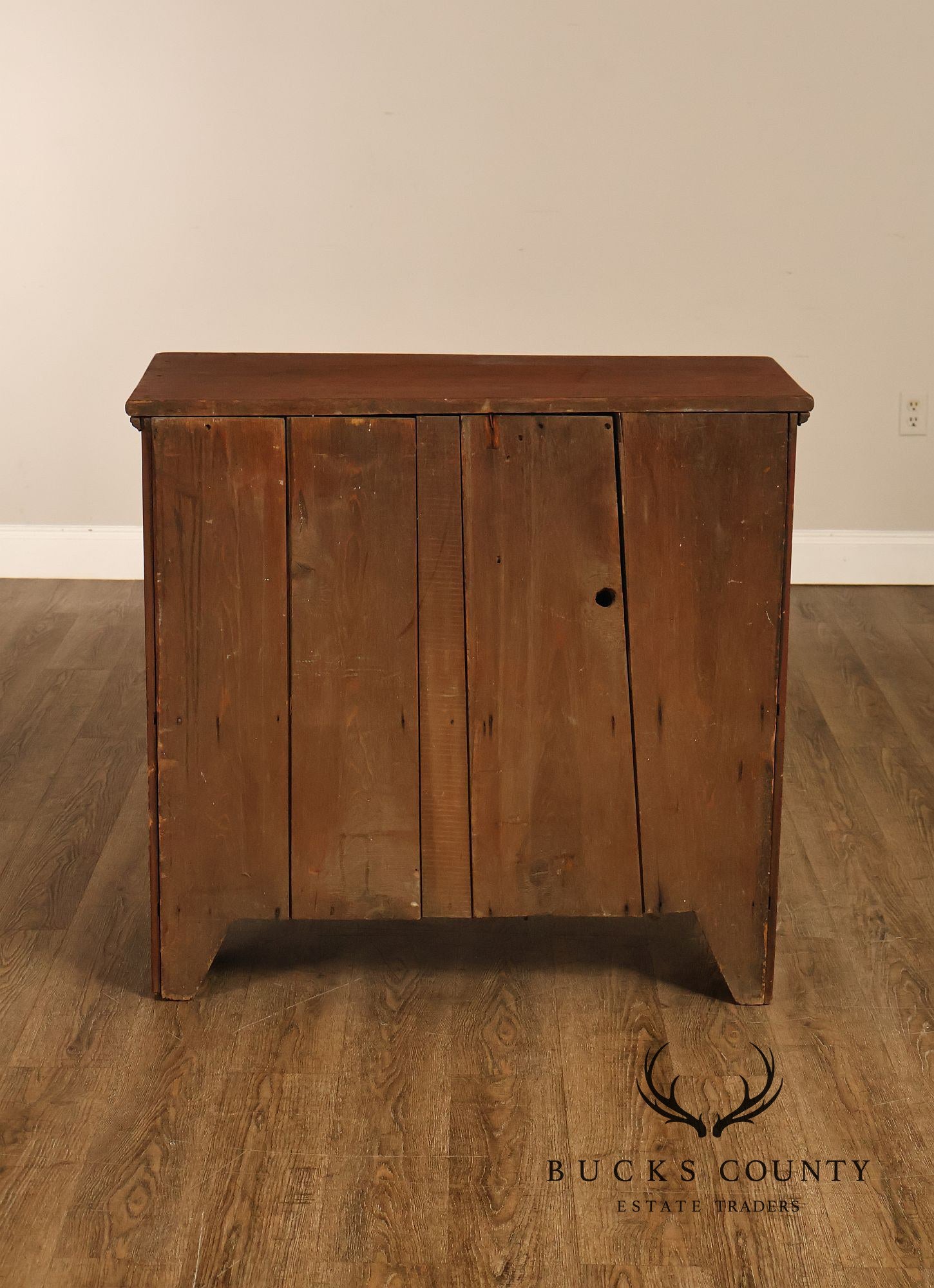 Antique American Primitive Red-Painted Storage Cupboard