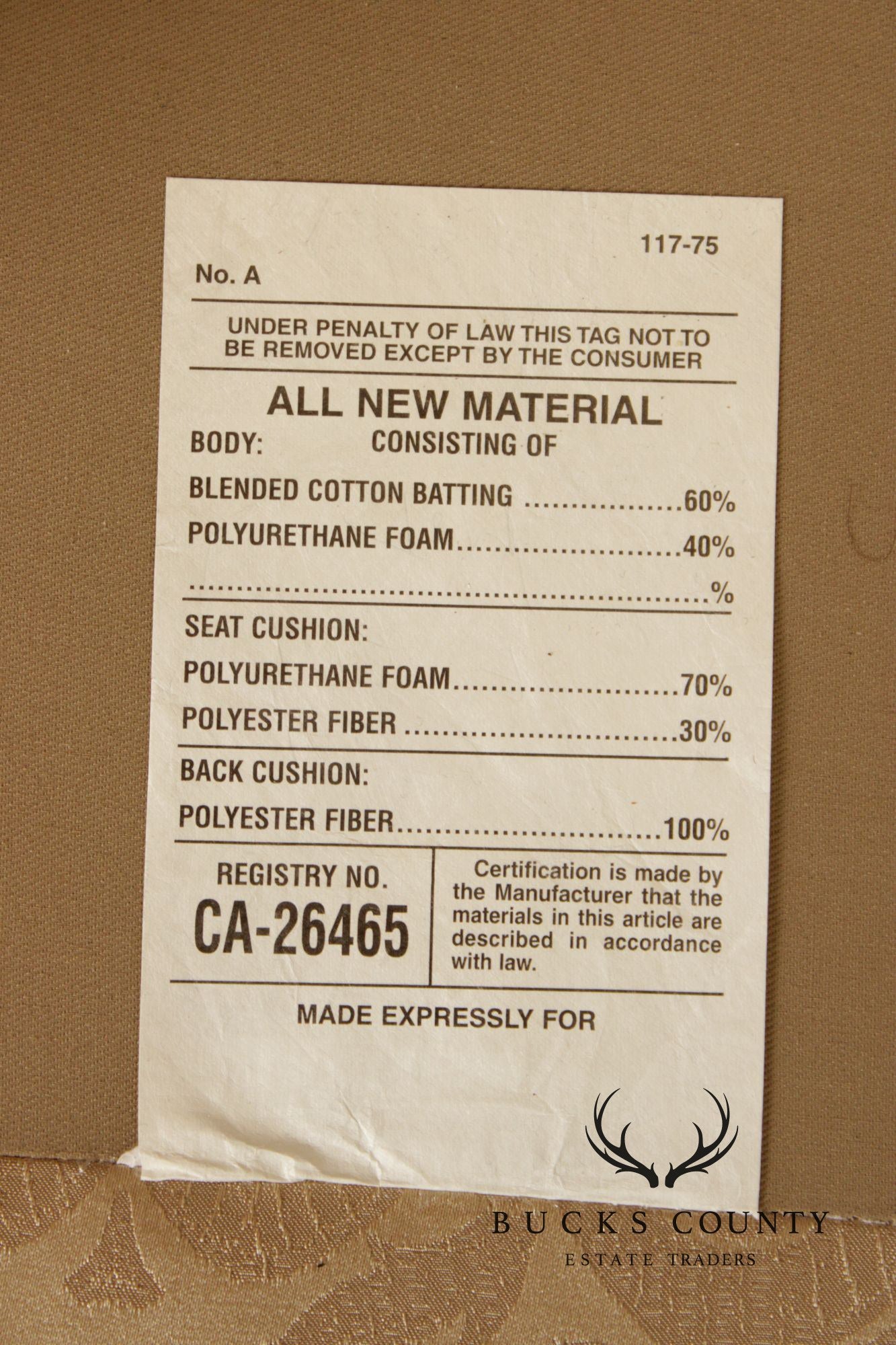 Quality Damask Upholstered Loveseat