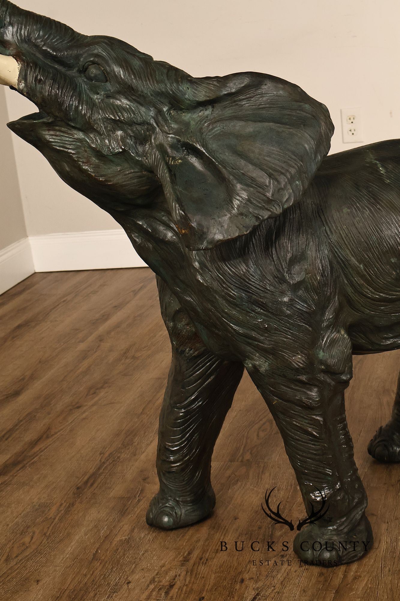 Monumental Patinated Bronze Elephant Statue