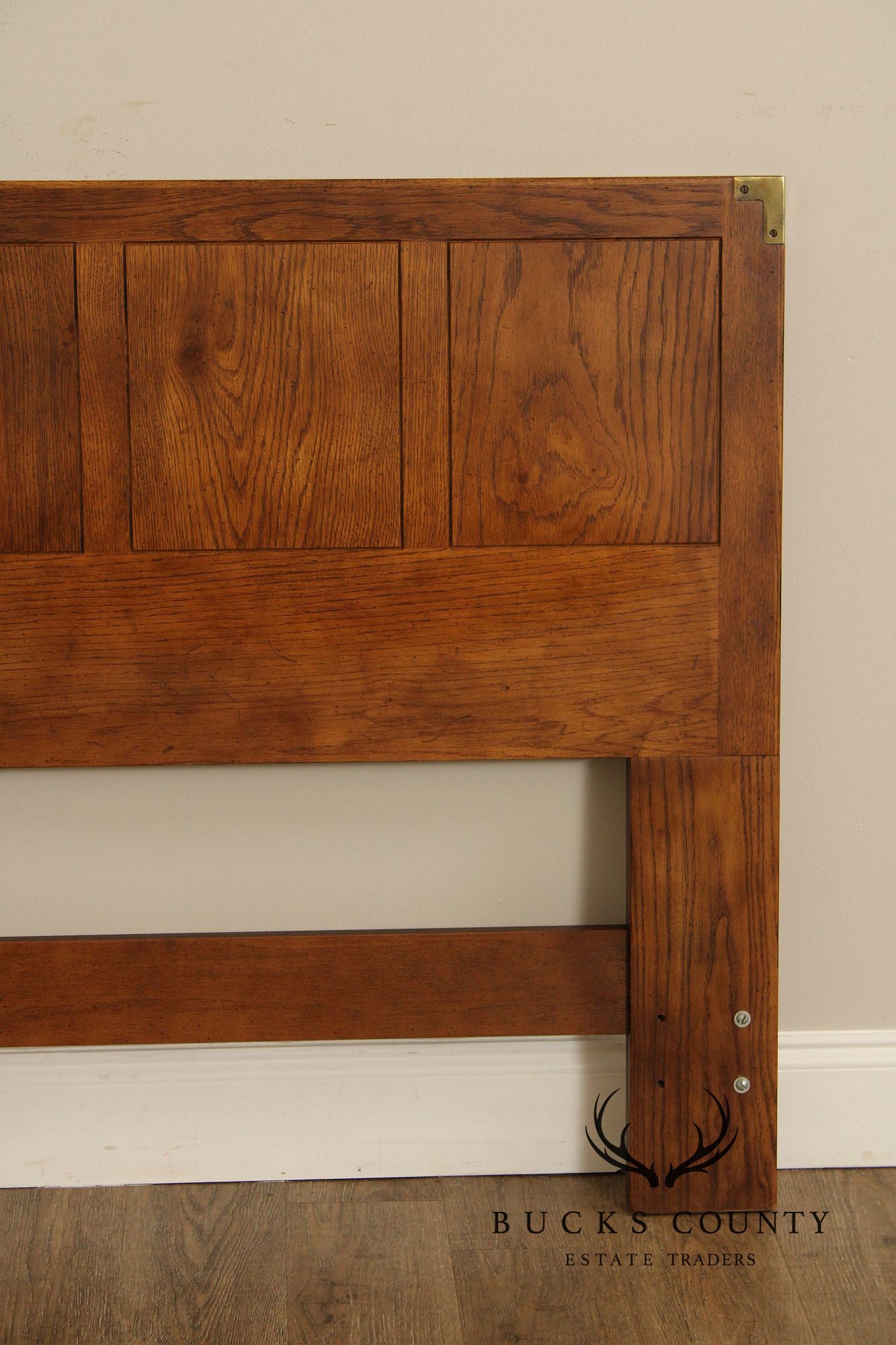 Henredon Artefacts Collection Campaign Style Queen Oak Headboard