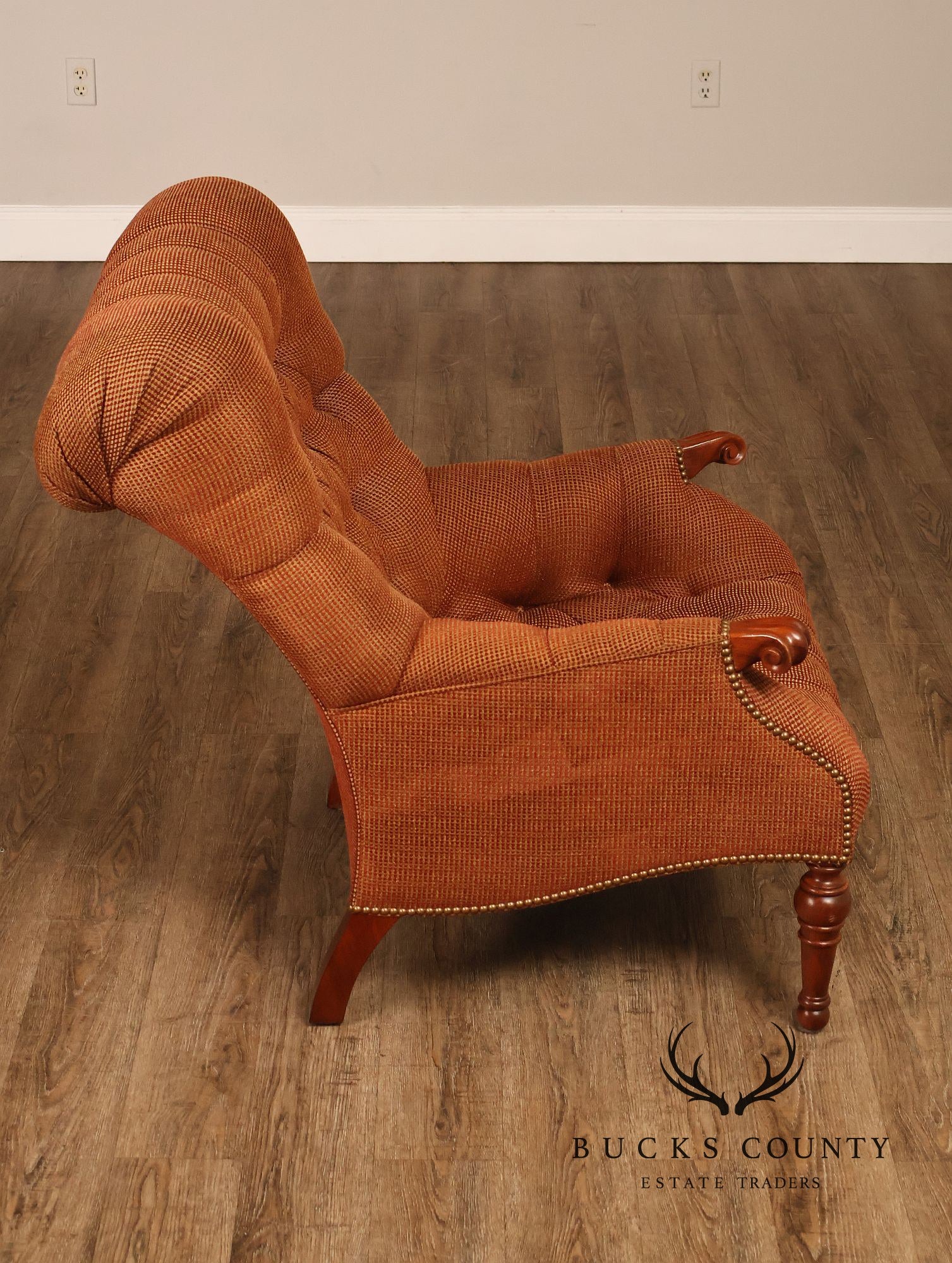 Stickley Leopold Wingback Upholstered Tufted Chair And Ottoman