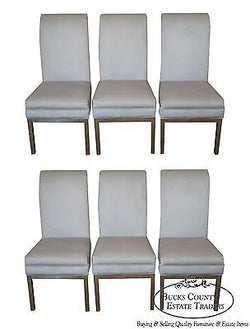 US Furniture Industries Set of 6 Chrome Base Parsons Style Dining Chairs