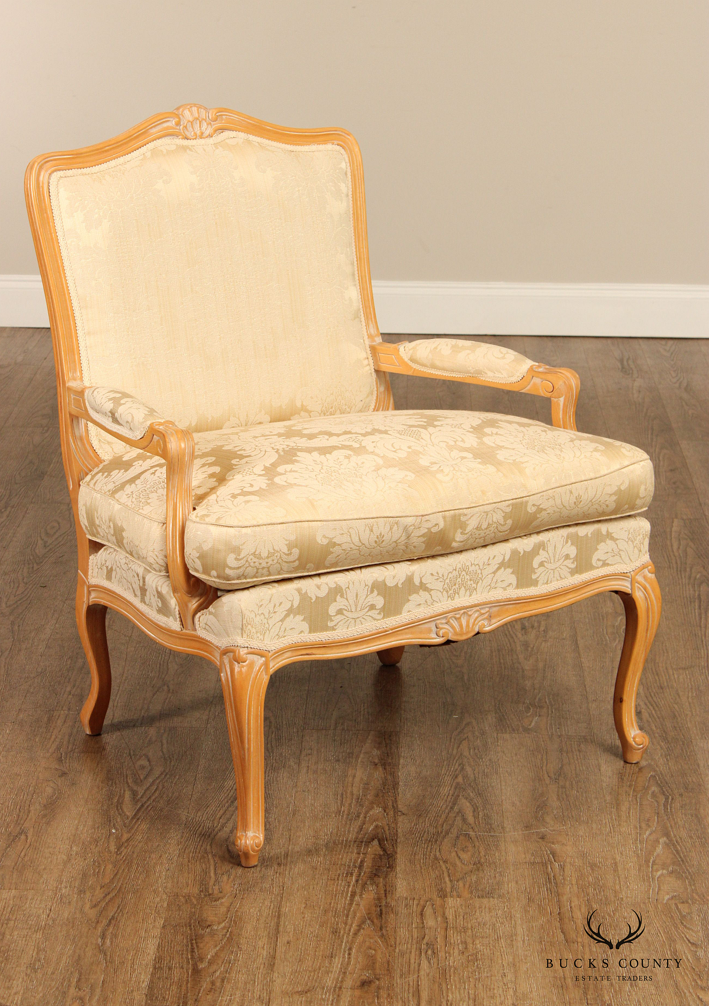 French Louis XV Style Custom Upholstered Fauteuil Armchair