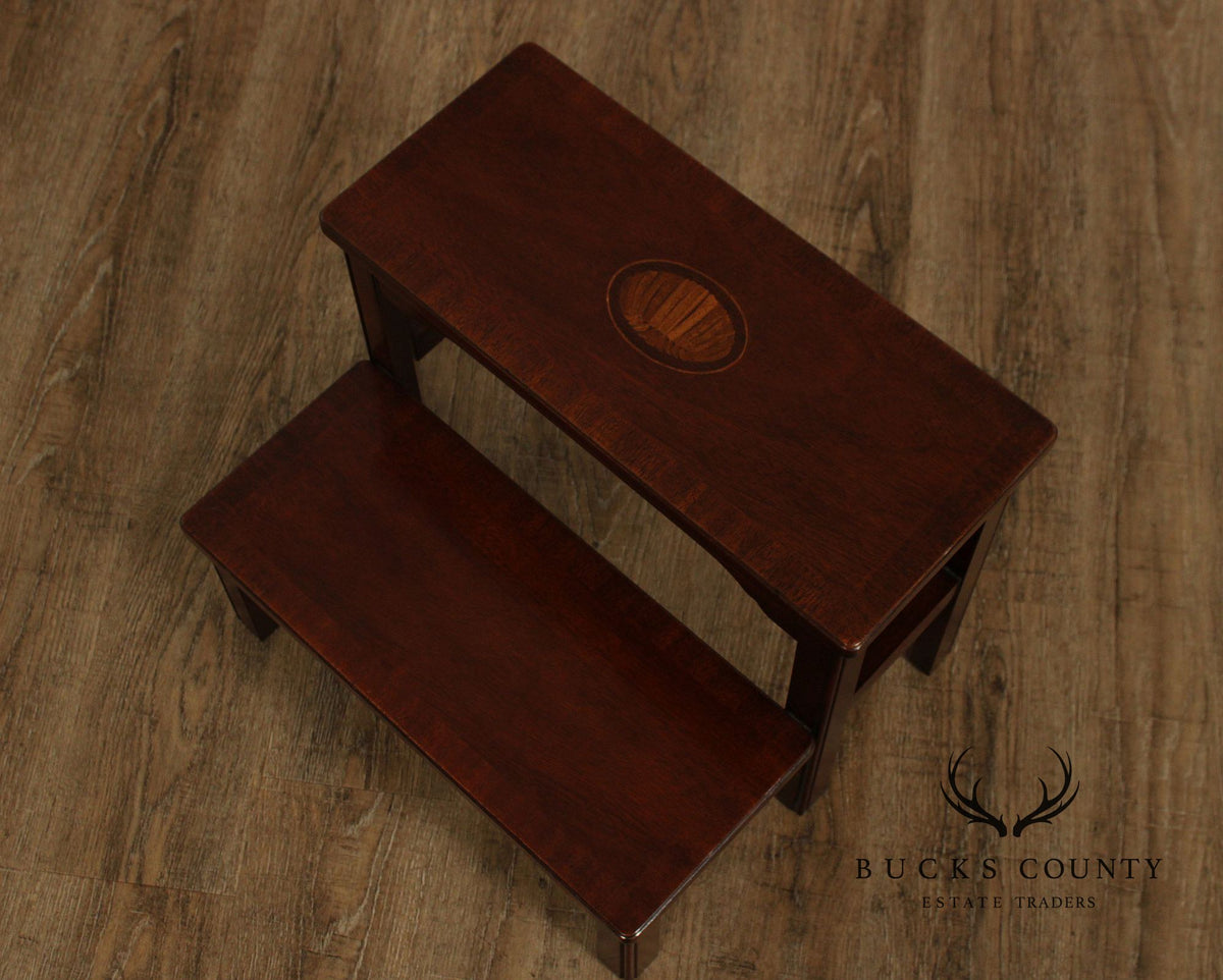 Councill Craftsmen Chippendale Style Inlaid Mahogany Bed Steps