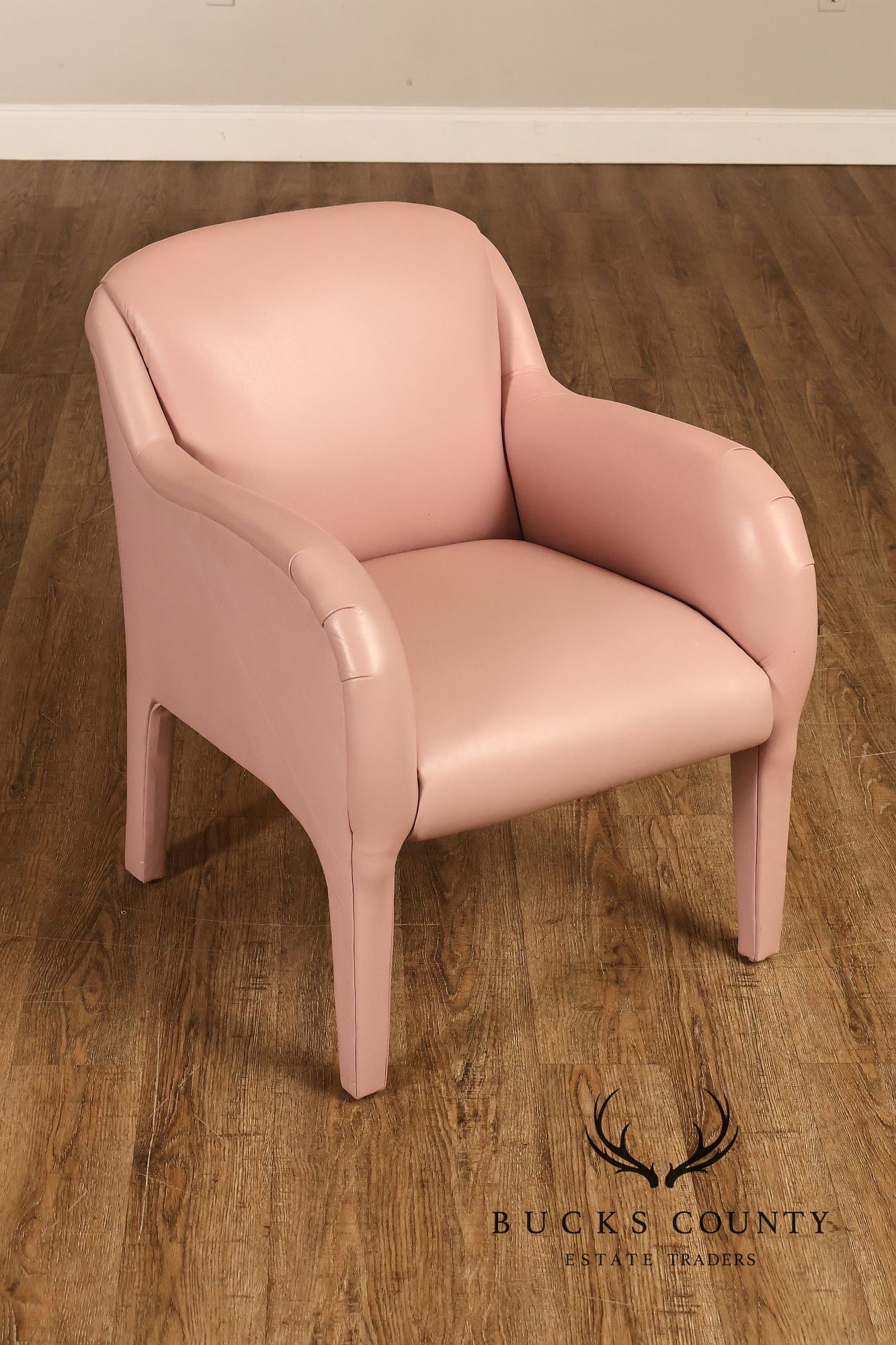 Vintage Lazar Industries East Pair Of Contemporary Modern Pink Upholstered Armchairs