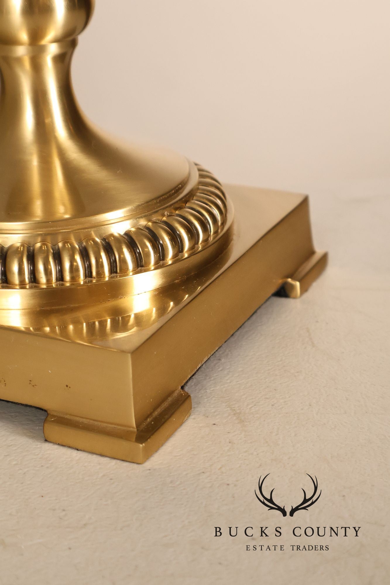 Lenox For Quoizel Pair of Brass and Porcelain Tall Table Lamps