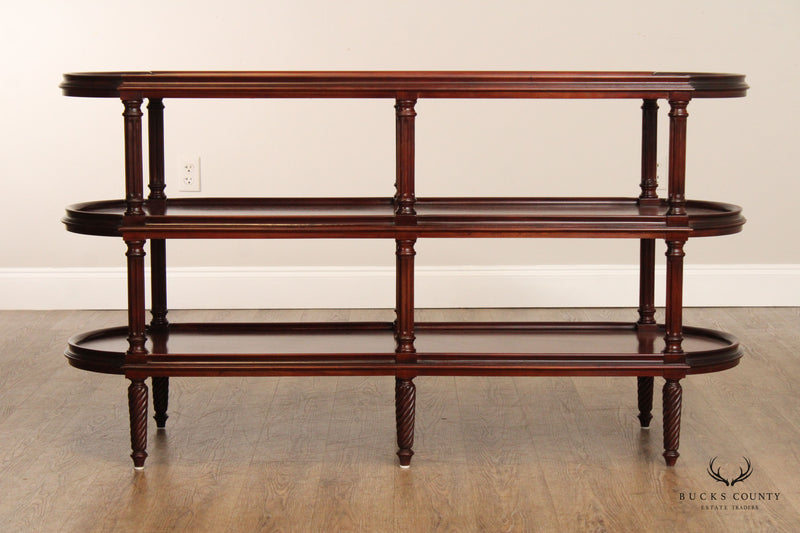 Henredon English Regency Style Mahogany Three-Tier Etagere Sofa Table Bookshelf
