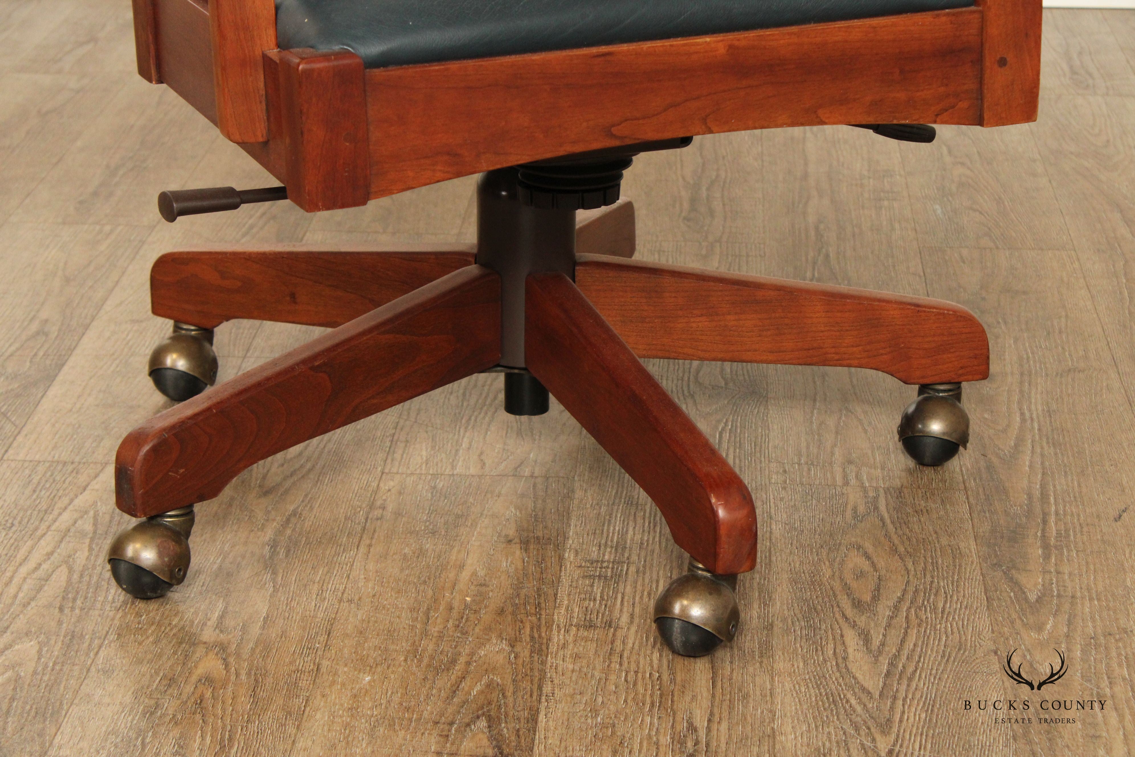 Stickley Mission Collection Cherry and Leather Swivel Tilt Desk Chair