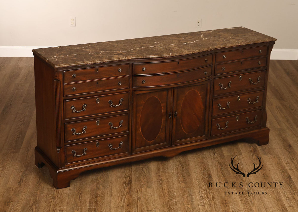 Drexel Heritage 'Covington Park' Marble Top Mahogany Door Chest
