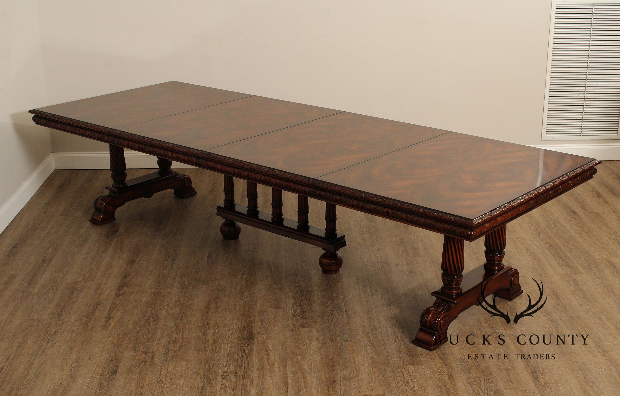 Theodore Alexander Carved Mahogany Expandable Banquet Dining Table