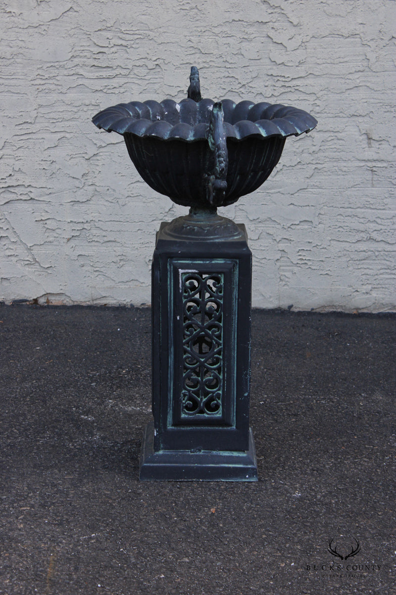 Victorian Style Pair of Cast Aluminum Outdoor Urn Planters