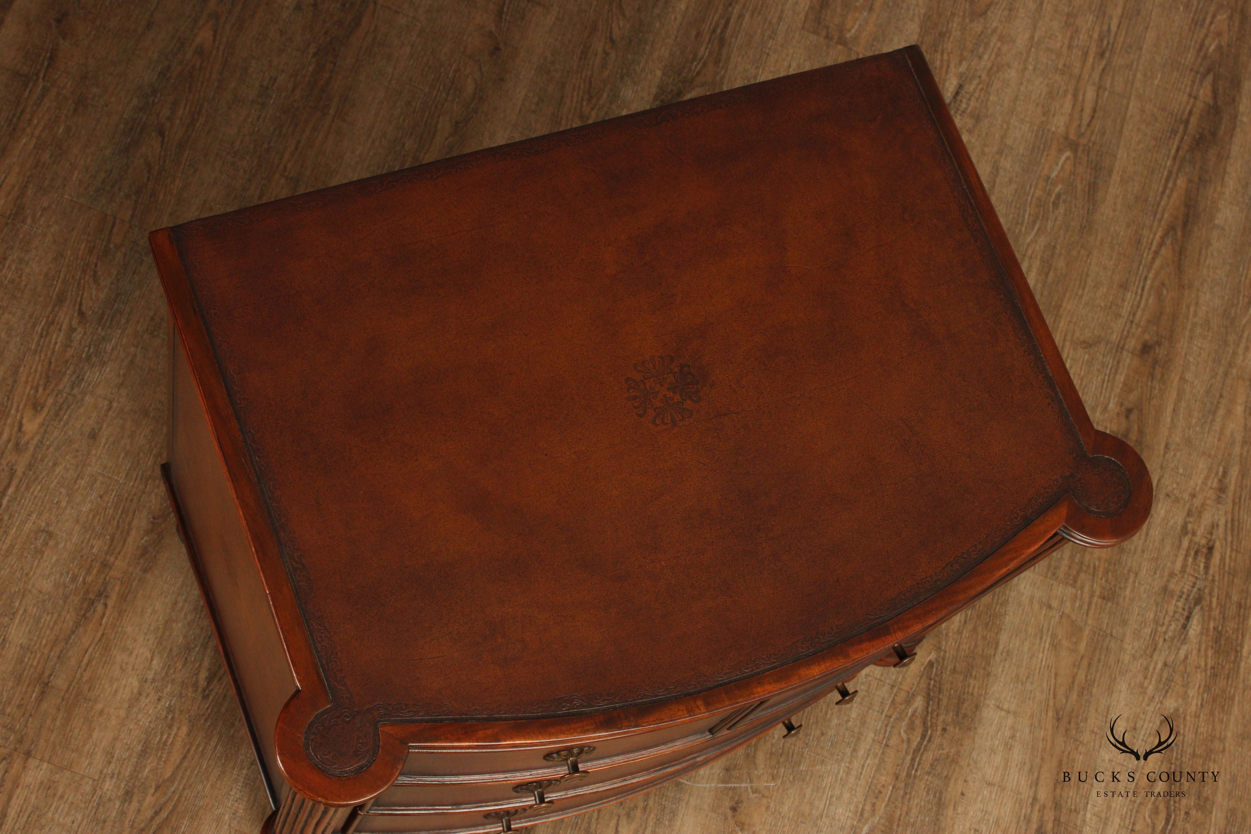 English Traditional Regency Style Mahogany And Leather Nightstand Chest