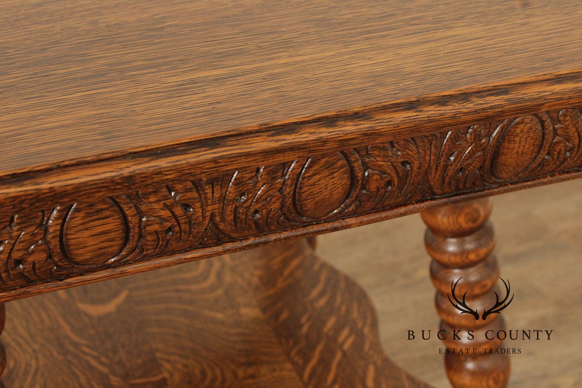 Antique Victorian Oak Square Two Tier Parlor Side Table