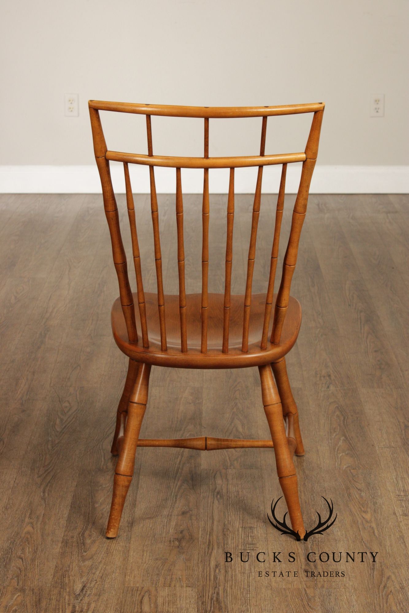 Ethan Allen Circa 1776 Collection Maple Set Of Eight Birdcage Windsor Dining Chairs