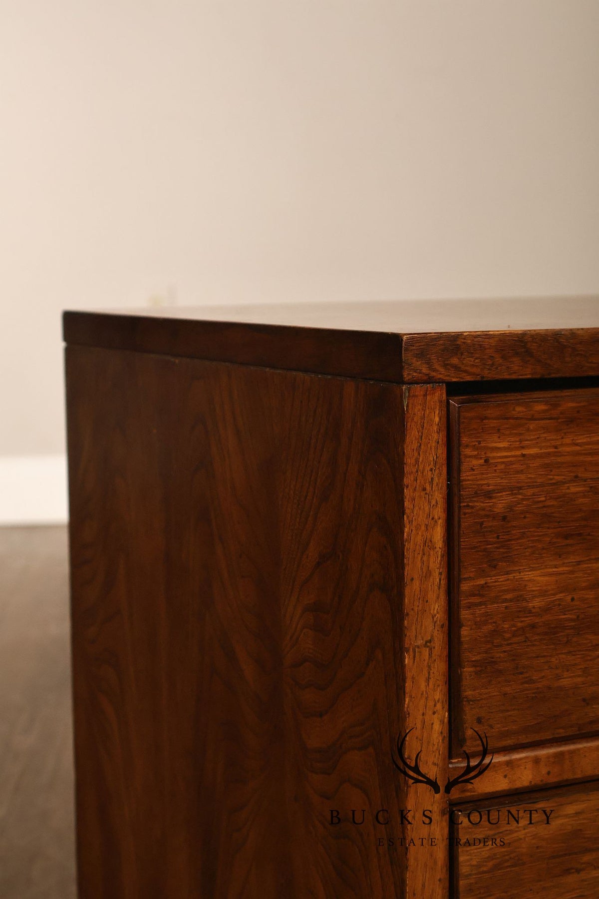 Stanley Campaign Style Pair of Walnut Bedside Chests