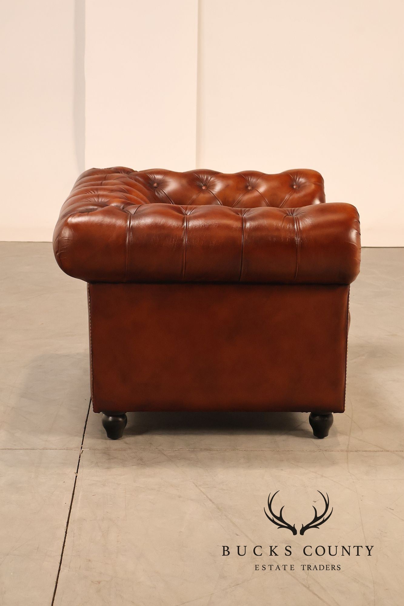 Chesterfield Style Tufted Brown Leather Club Chair