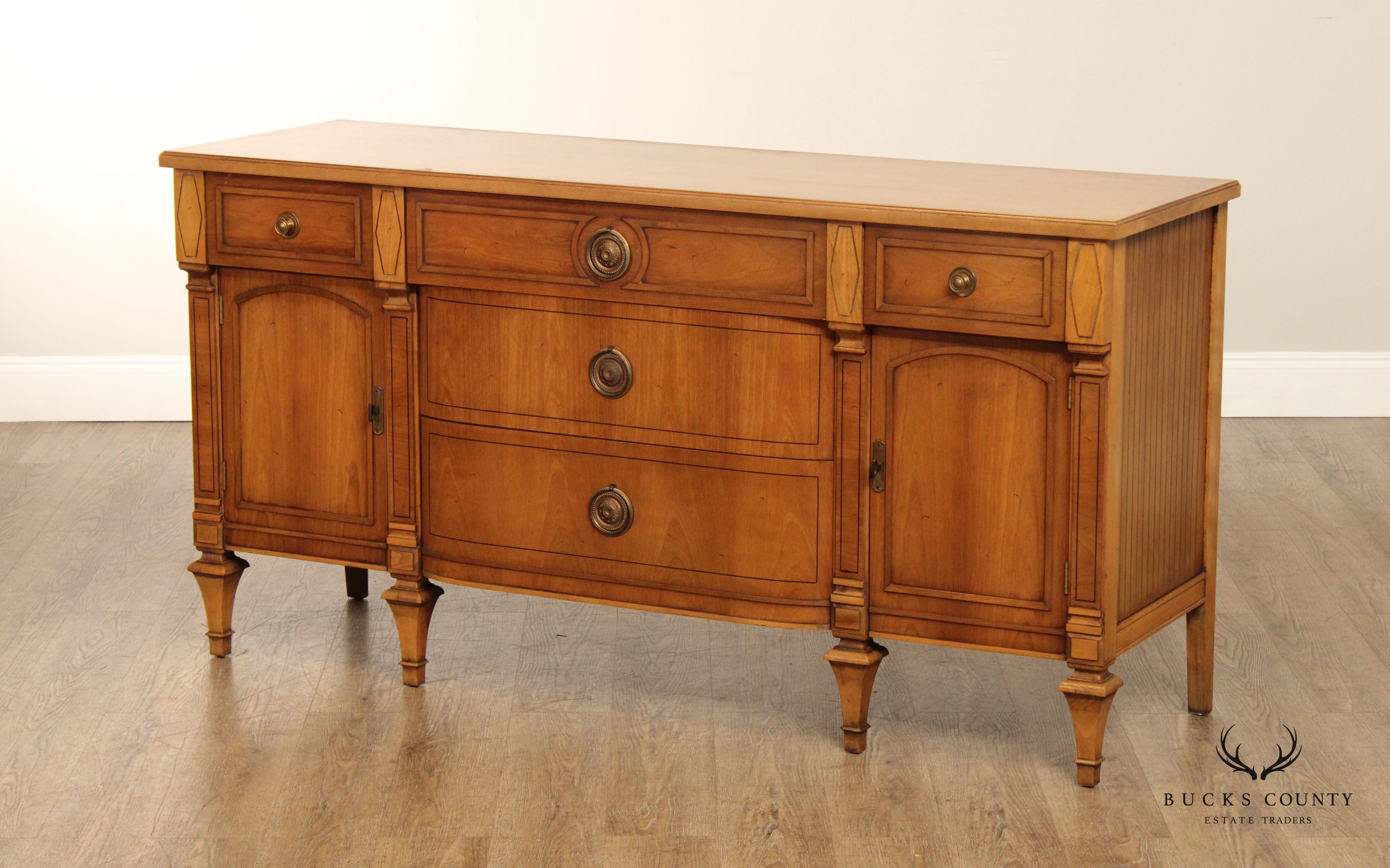 Vintage French Directoire Style Walnut Buffet Sideboard