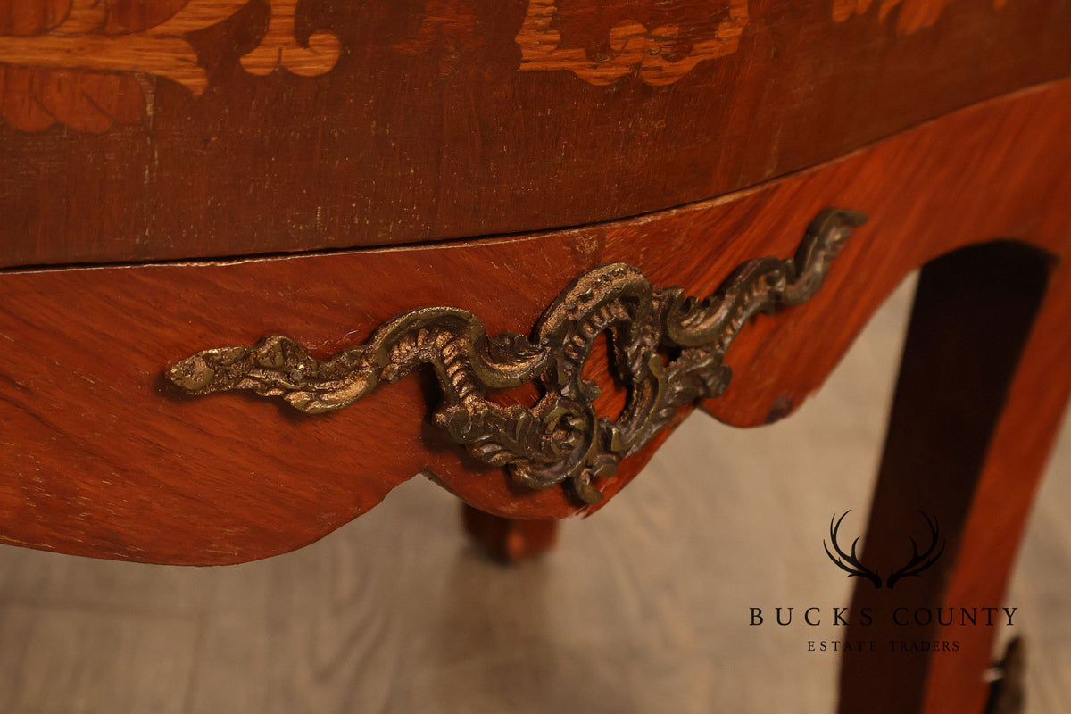 Louis XV Style Ormolu And Floral Marquetry Bombe Commode