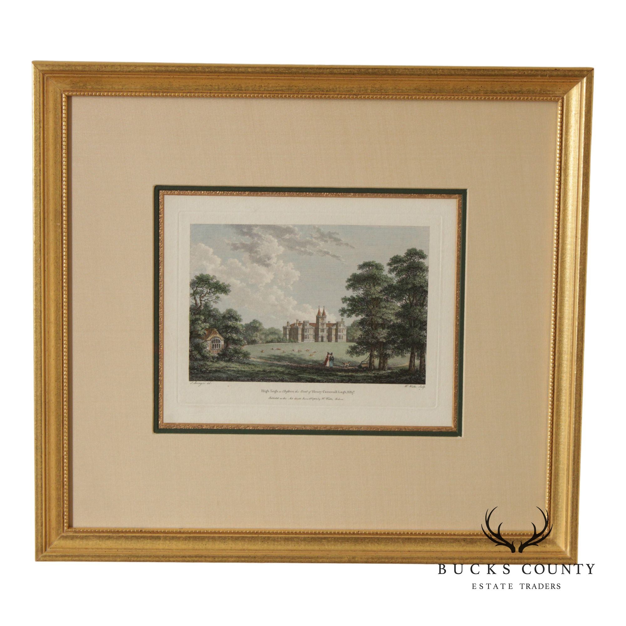 William Watts Framed Colored Print of English Estate