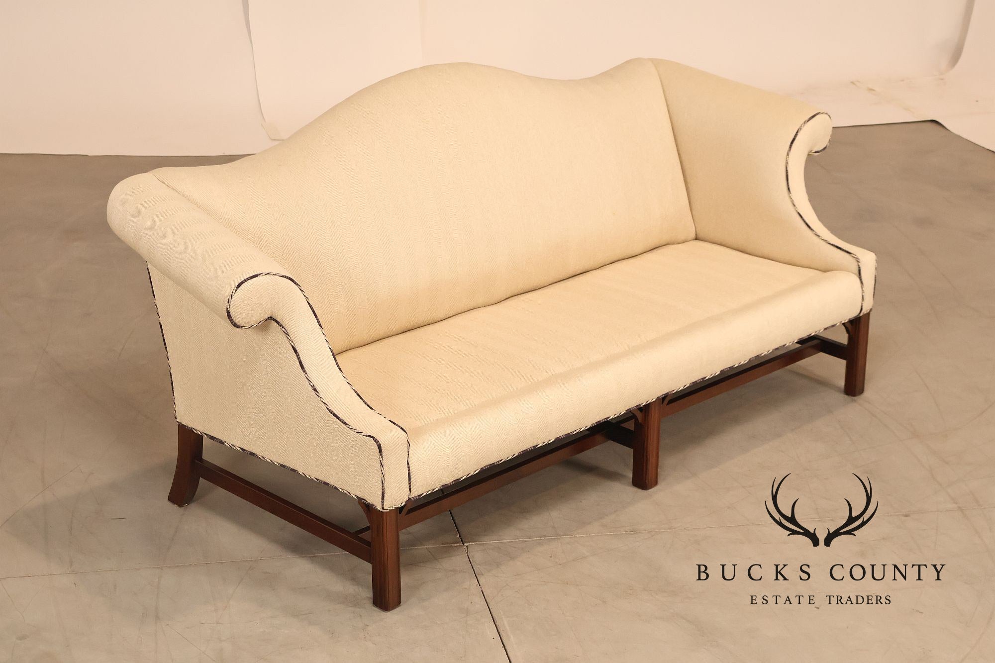 Ethan Allen Vintage Chippendale Style Upholstered Sofa