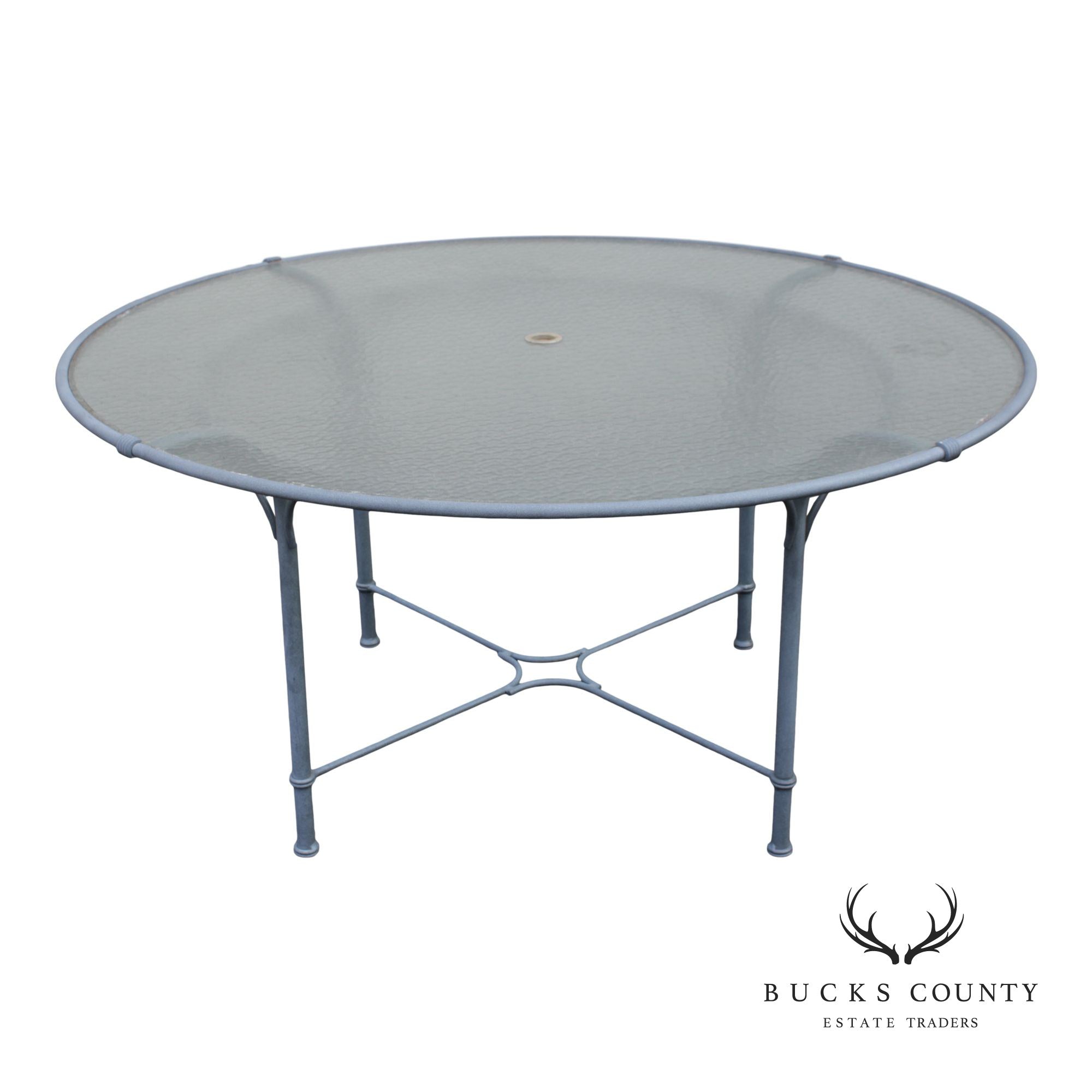 Brown Jordan Large Round Glass Top Patio Dining Table