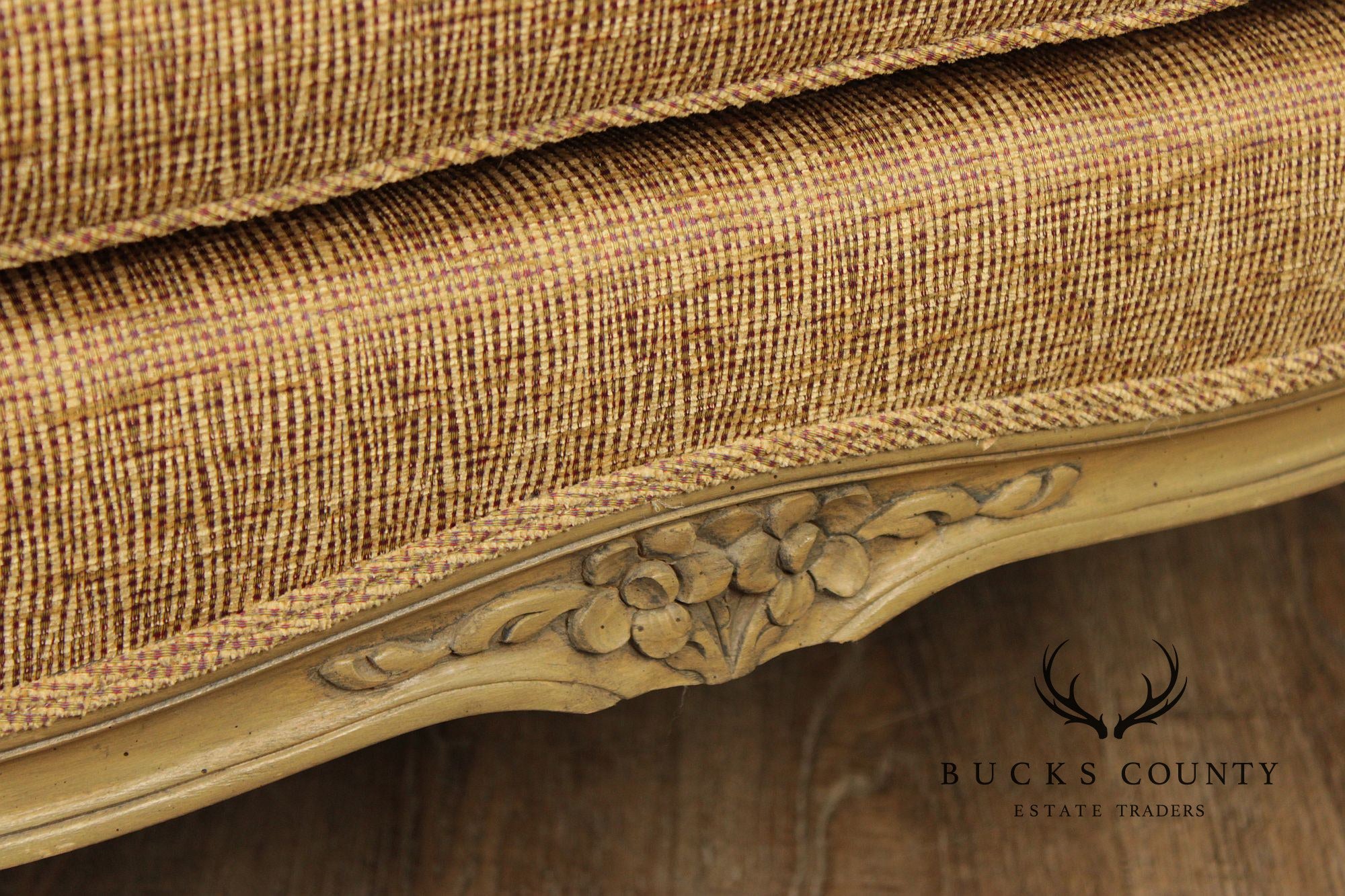 French Louis XV Style Distress Painted Settee Loveseat