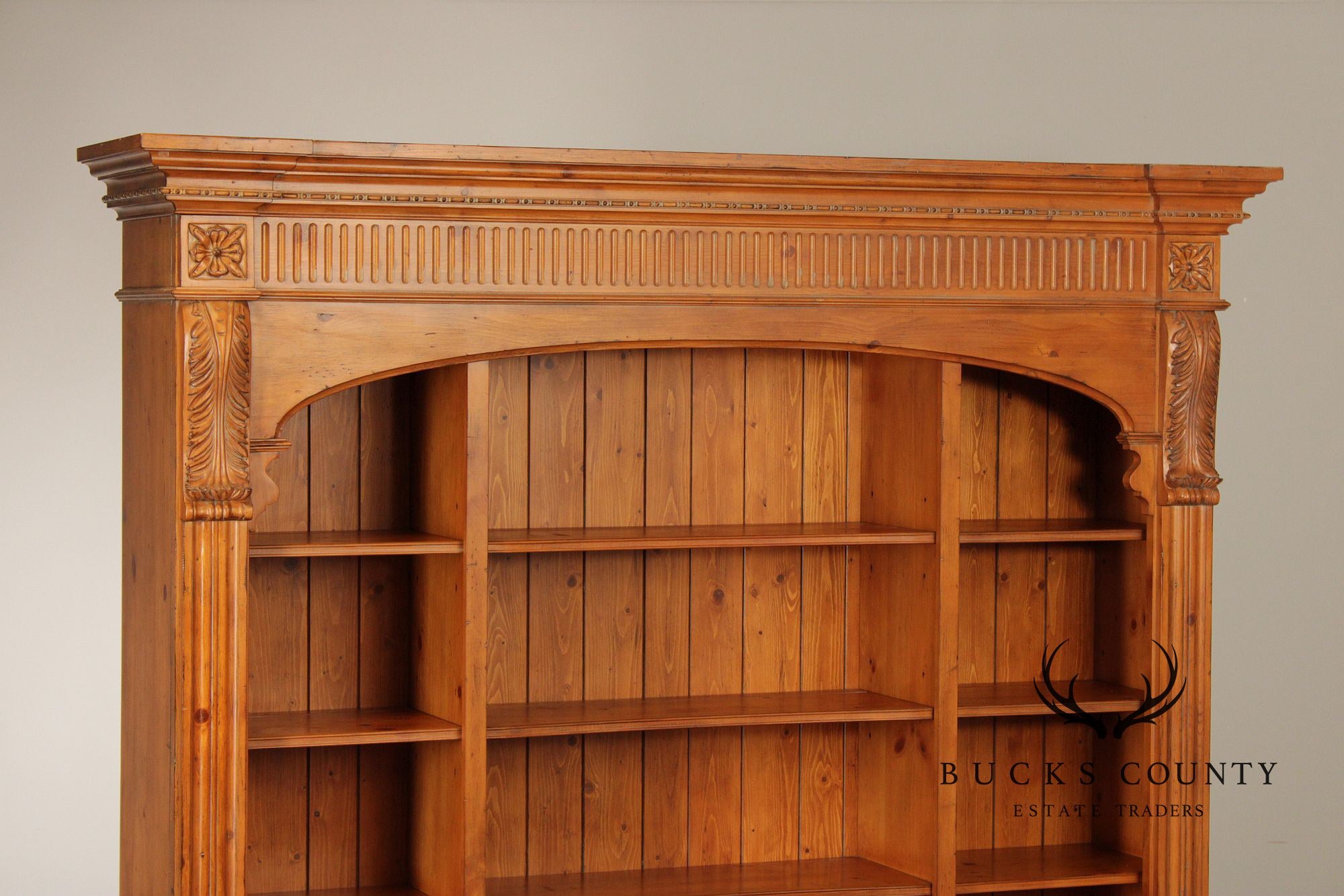 Ethan Allen Large Pine Architectural Library Bookcase