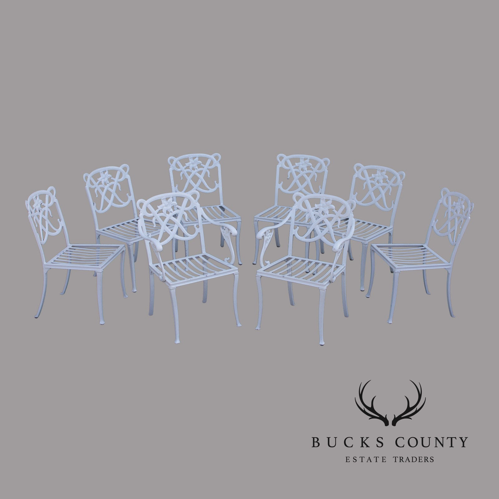 Brown Jordan Set of Eight Cast Aluminum 'Day Lily' Outdoor Dining Chairs