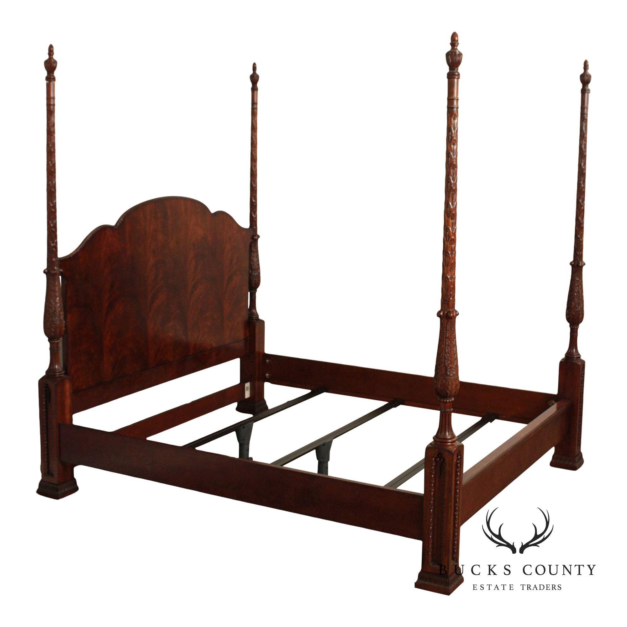 Century Furniture Carved Mahogany King Poster Bed