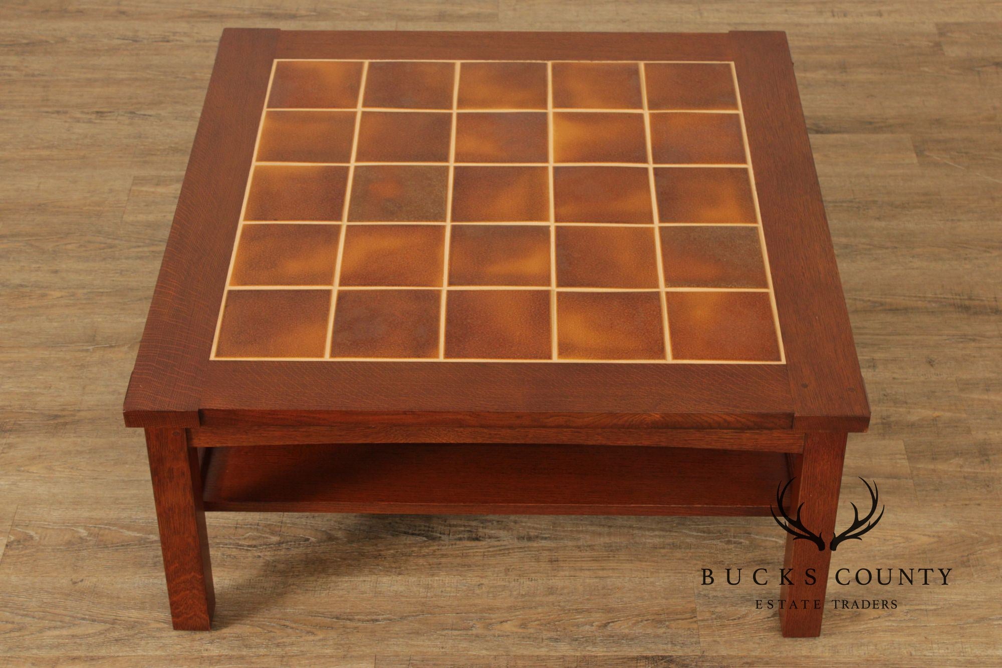 Stickley Mission Collection Oak Tile Top Cocktail Table