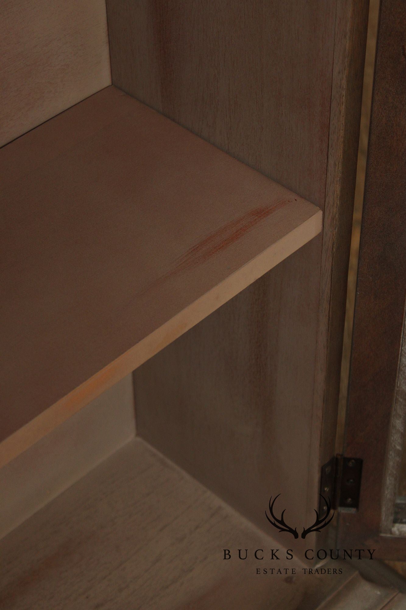 Uttermost Transitional Style  Narrow Four Door Glass Front Cabinet