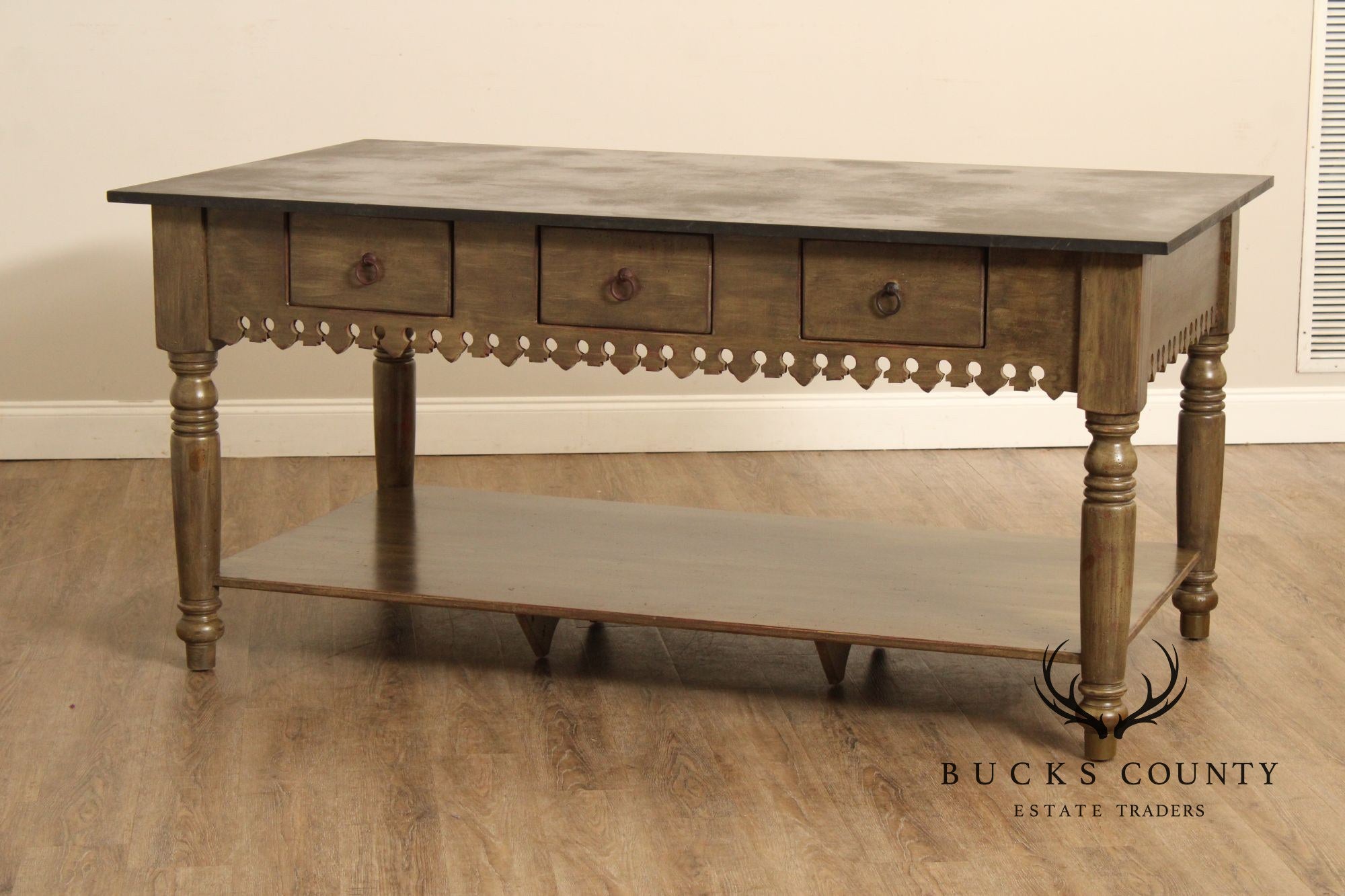 Rustic Farmhouse Style Large Slate Top Island Table