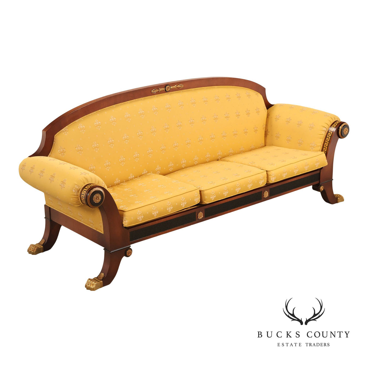 Neoclassical Empire Style Mahogany Sofa With Gilt Bronze Mounts
