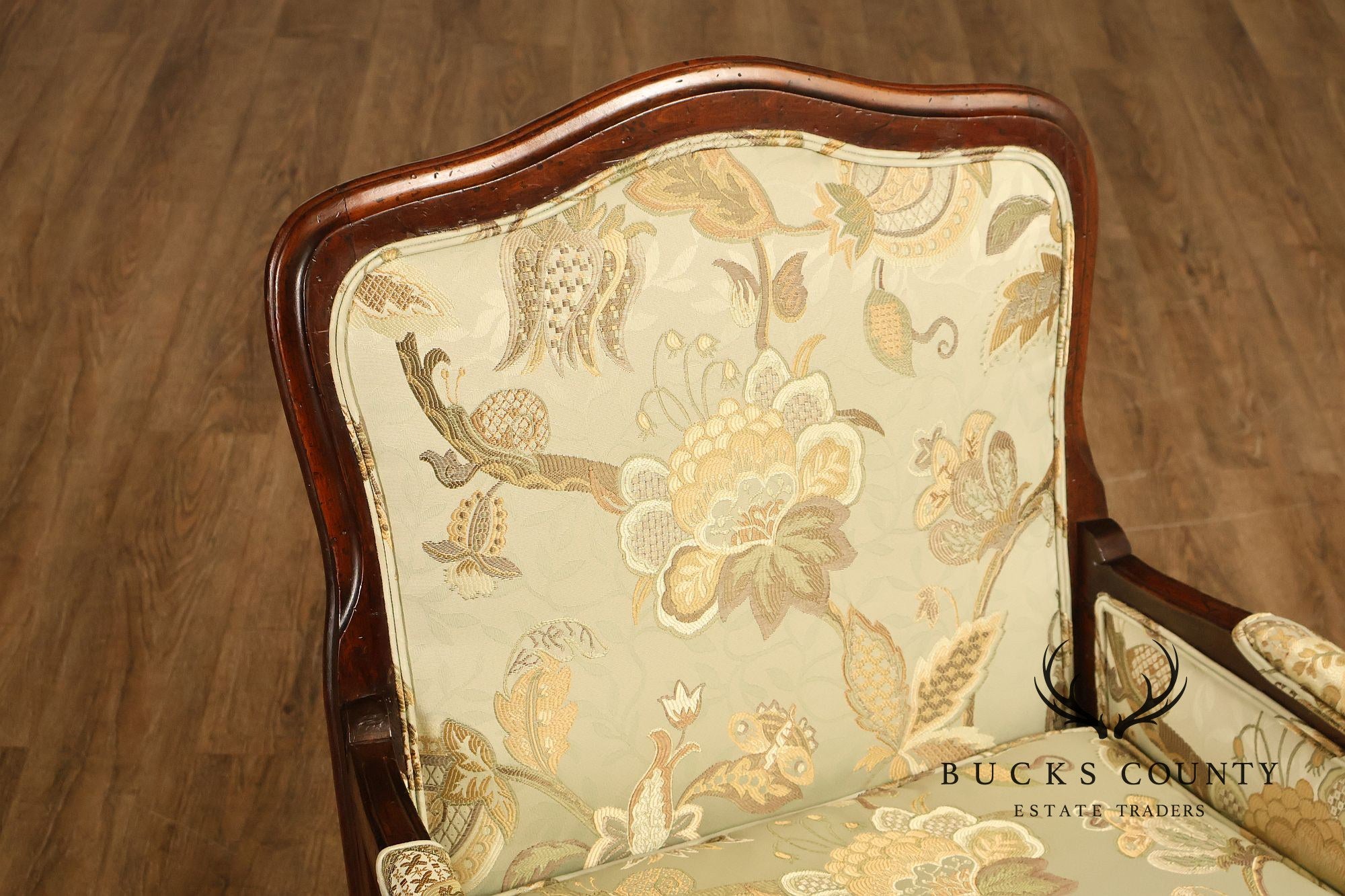 Louis XV Style Pair Of Bergere Upholstered Lounge Chairs