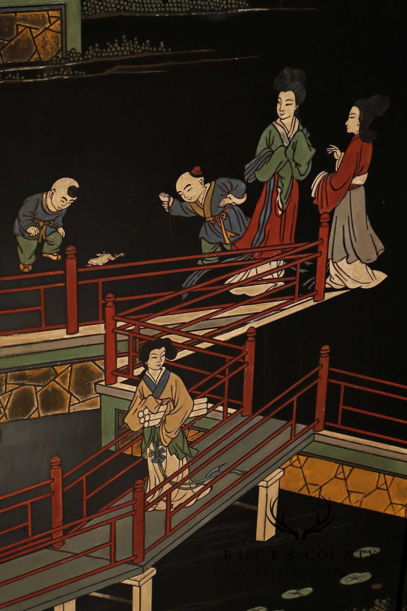 Chinese Coromandel Four Section Folding Screen