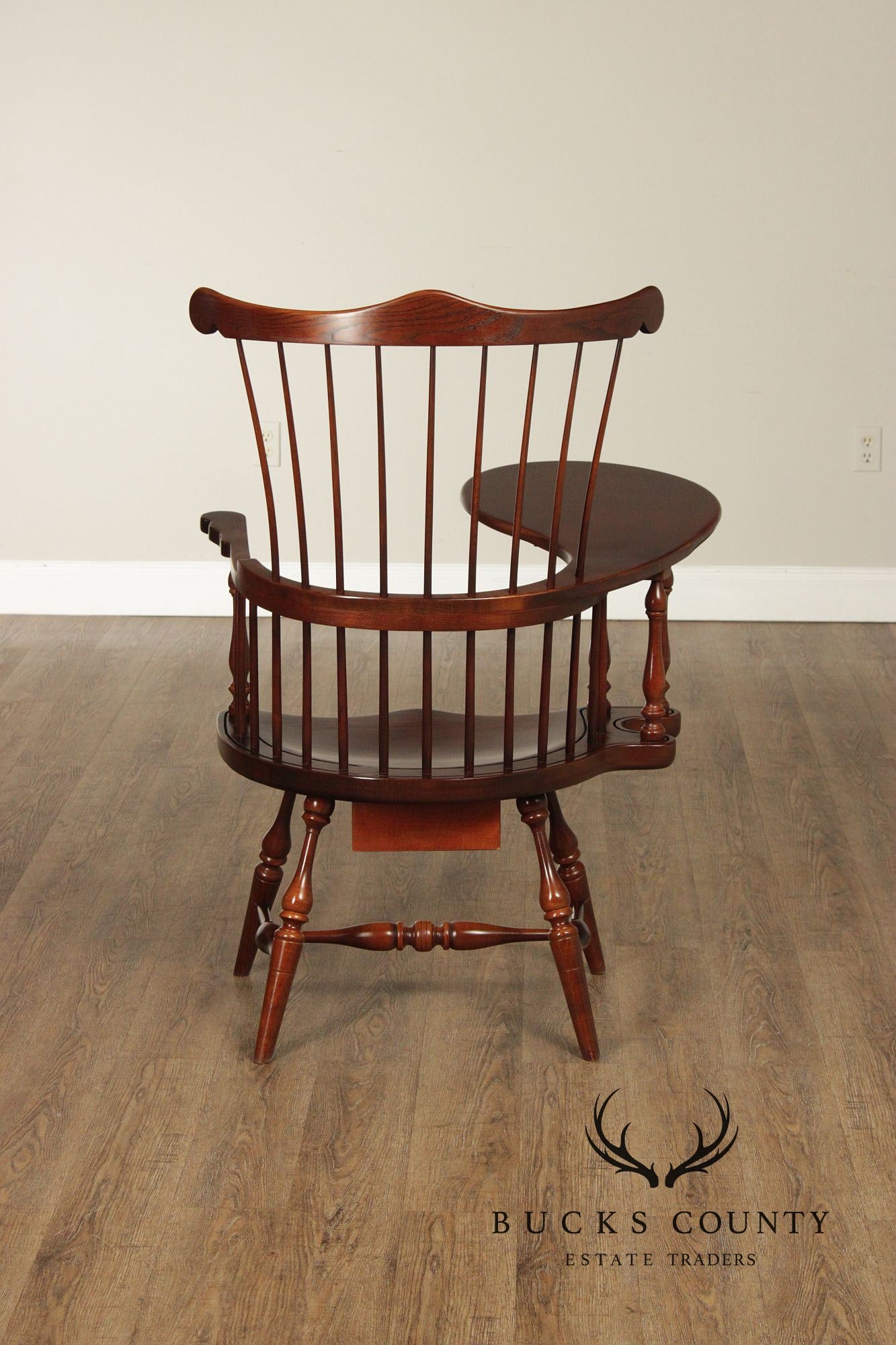 Vintage Duckloe Comb Back Windsor Style Writing Armchair With Storage Drawer