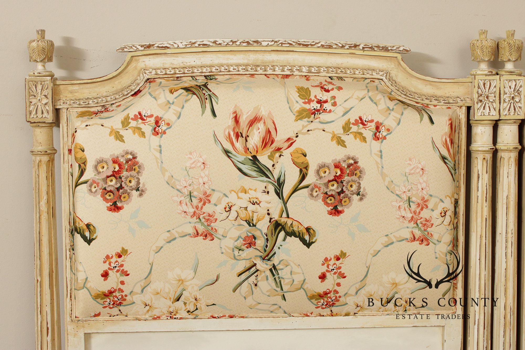 French Louis XVI Style Upholstered King Headboard