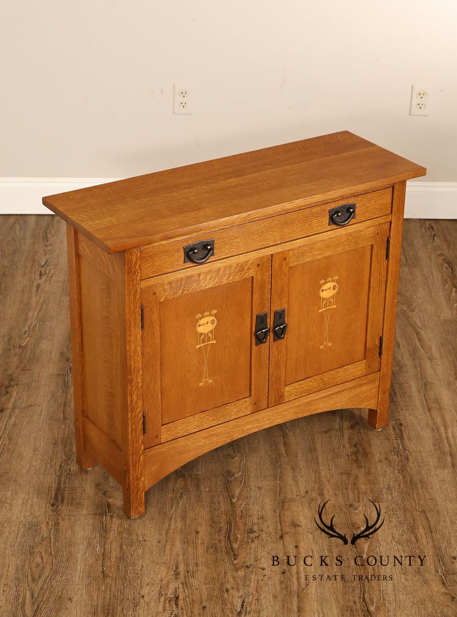 Stickley Mission Collection Harvey Ellis Inlay Oak Small Cabinet