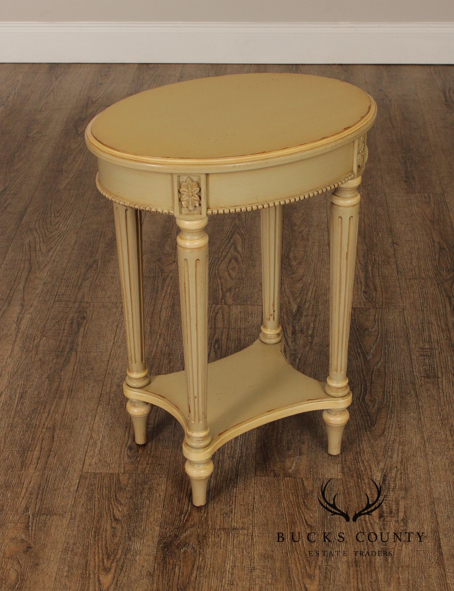 Ethan Allen French Louis XVI Style Painted Two-Tier Side Table