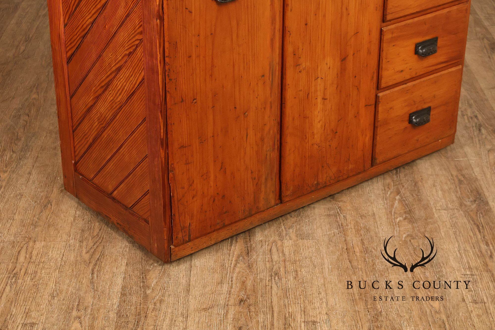 County Style Antique Industrial Baker’s Cabinet