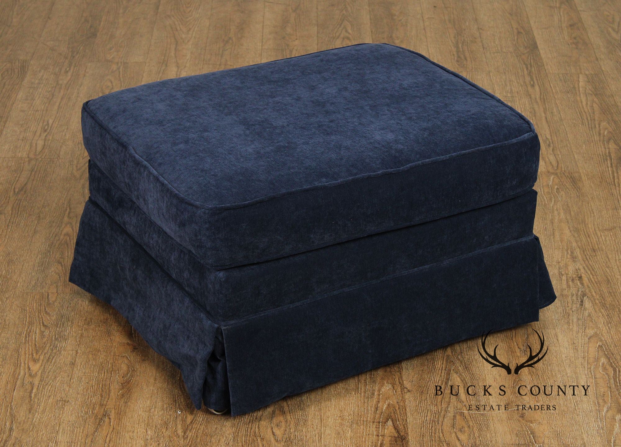 Quality Navy Blue Custom Upholstered Ottoman