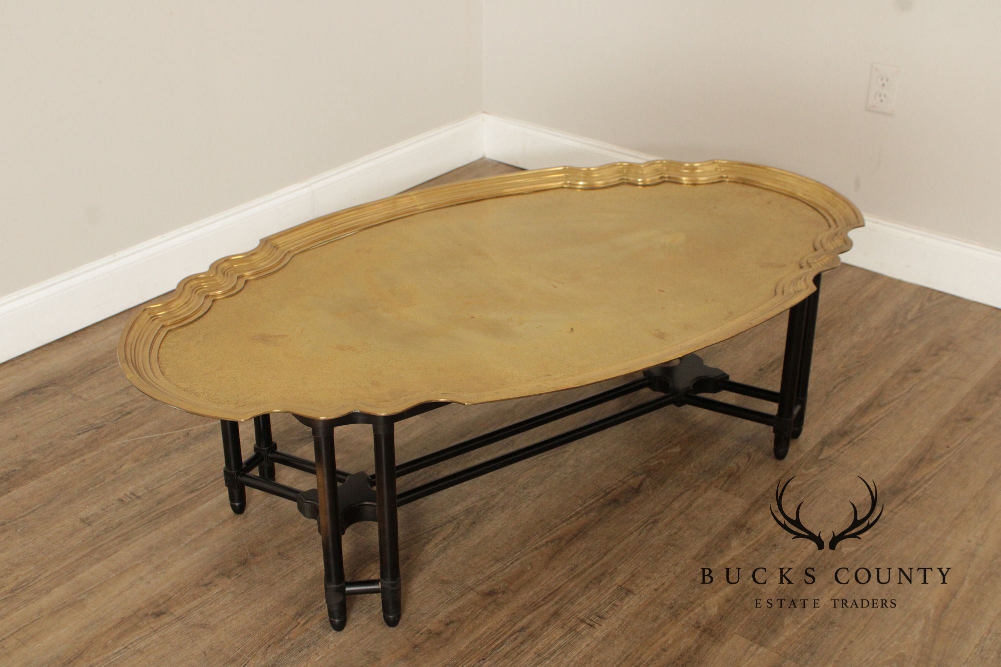 Baker Furniture Hollywood Regency Brass Tray Top Coffee Table