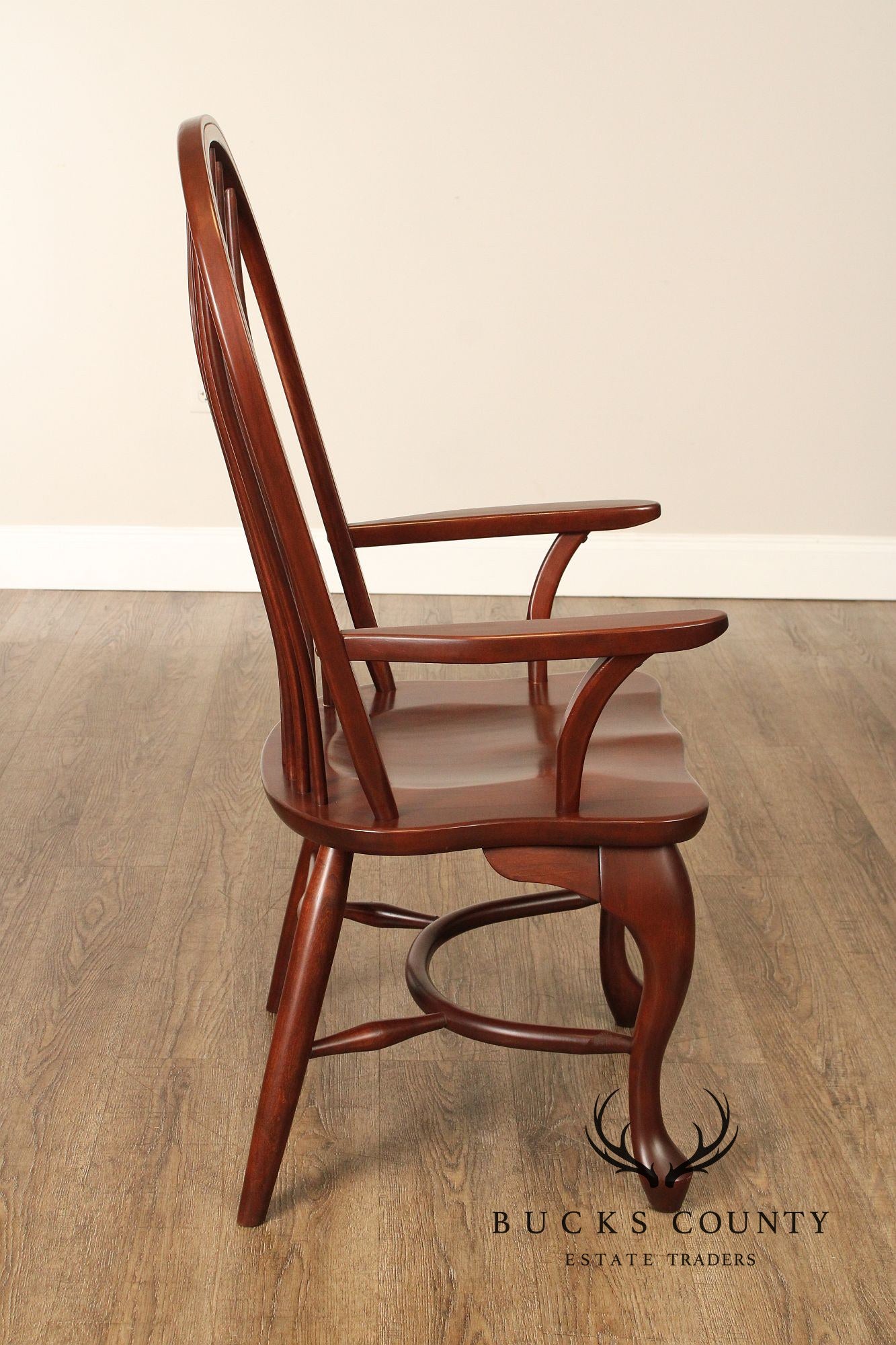 Custom Quality Set Of Six Cherry Windsor Style Dining Chairs